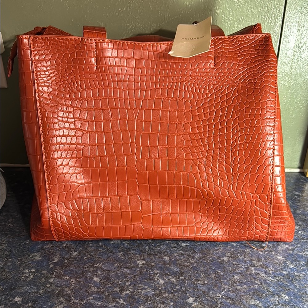 Brunt Orange Crocodile-Embossed Women's Bag